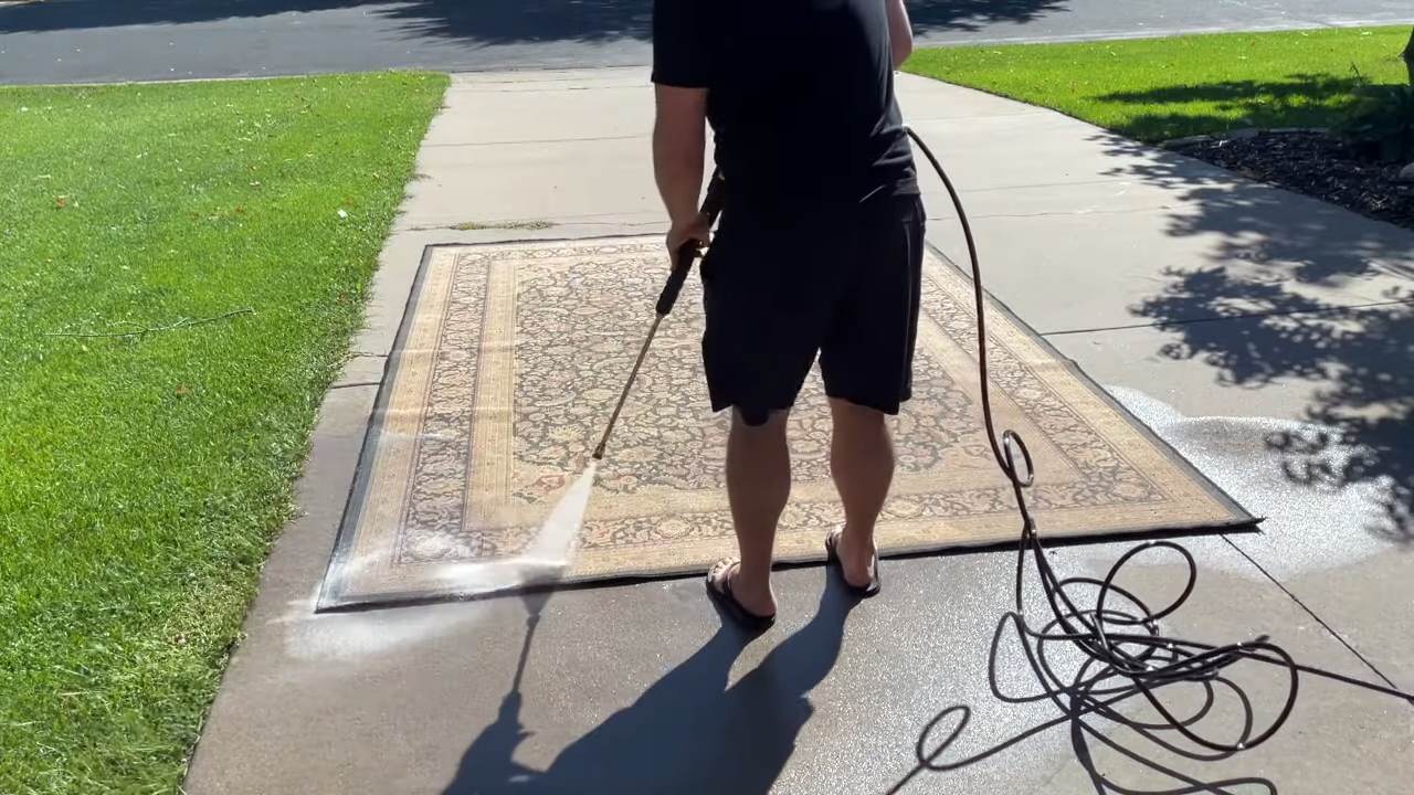 pressure wash an Oriental rug
