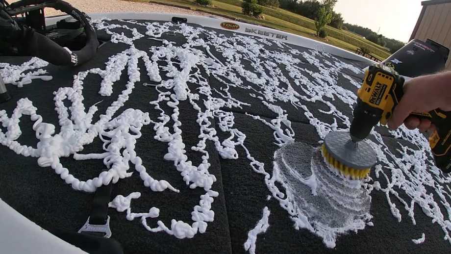 Clean With boat carpet a Drill Brush 